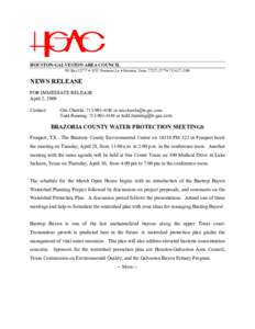 HOUSTON-GALVESTON AREA COUNCIL PO Box 22777 • 3555 Timmons Ln. • Houston, Texas• NEWS RELEASE FOR IMMEDIATE RELEASE April 2, 2009