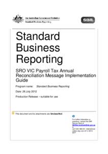 Standard Business Reporting SRO VIC Payroll Tax Annual Reconciliation Message Implementation Guide