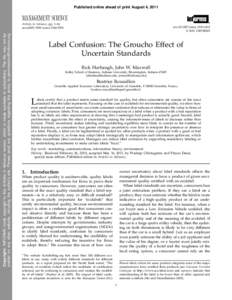 Consumer protection / Ecolabel / Marketing / Economic equilibrium / Label / Packaging and labeling / Business / Game theory / Technology