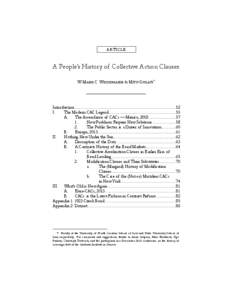 ARTICLE  A People’s History of Collective Action Clauses W. MARK C. WEIDEMAIER & MITU GULATI*  Introduction .......................................................................................................... 52