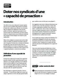 Doter nos syndicats d’une « capacité de proaction » que voudrions-nous avoir fait pour nous préparer? » Introduction