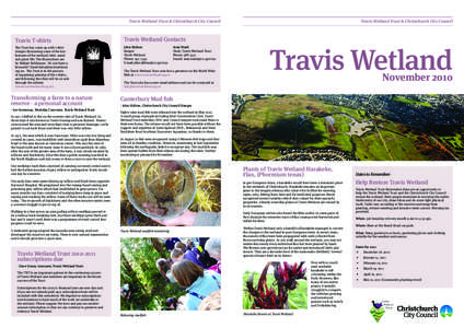 Travis Wetland Trust & Christchurch City Council  Travis T-shirts Travis Wetland Contacts