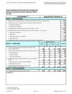 STATE OF CALIFORNIA - HEALTH AND HUMAN SERVICES AGENCY  CALIFORNIA DEPARTMENT OF SOCIAL SERVICES DATA SYSTEMS AND SURVEY DESIGN BUREAU  Cash Assistance Program for Immigrants