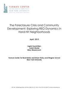 The Foreclosure Crisis and Community Development: Exploring the Foreclosed Stock in Hard-Hit Neighborhoods