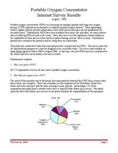 Portable Oxygen Concentrator Internet Survey Results August, 2008