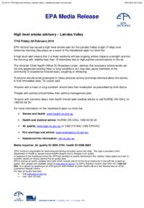 [removed]High level advisory Latrobe Valley - Hazelwood open cut mine.pdf  EPA[removed]EPA Media Release High level smoke advisory – Latrobe Valley