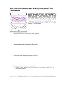 Worksheet for Exploration 18.3: A Microphone between Two Loudspeakers A microphone is placed between two loudspeakers (position is given in centimeters and time is given in seconds). The speakers are connected to two sou