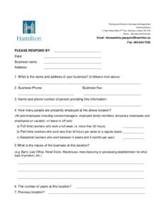 Planning and Economic Development Department Planning Division 71 Main Street West, 4th Floor, Hamilton, Ontario L8P 4Y5 Phone: [removed]Ext[removed]Email: [removed]