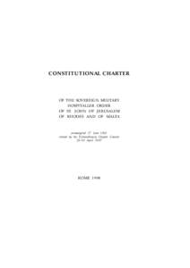 CONSTITUTIONAL CHARTER  OF THE SOVEREIGN MILITARY