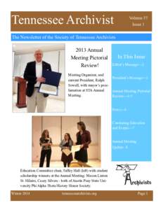 Tennessee Archivist  Volume 37 Issue 1  The Newsletter of the Society of Tennessee Archivists