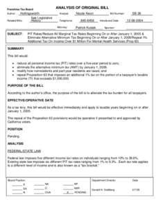 SB 26 - PIT Rates/Reduce All Marginal Tax Rates Beginning On or After January 1, 2005 & Eliminate Alternative Minimum Tax Beginning On or After January 1, 2009/Repeal 1% Additional Tax On Income Over $1 Million For M