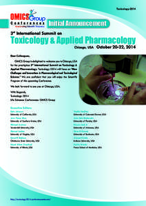 Toxicology[removed]Initial Announcement 3rd International Summit on  Toxicology & Applied Pharmacology