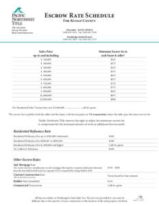 Escrow Rate Schedule For Kitsap County Title Insurance Escrow Services Real Estate Resources