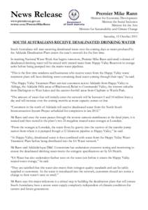 News Release www.premier.sa.gov.au twitter.com/PremierMikeRann Premier Mike Rann