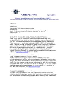 OSHPP E-News                   Spring 2006