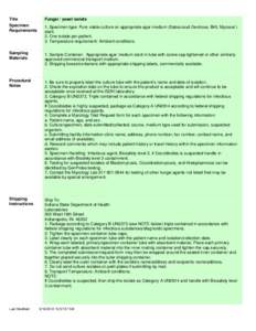 Title  Fungal / yeast isolate Specimen Requirements