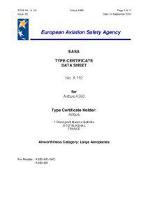 Airbus A380 / Rolls-Royce Trent 900 / Rolls-Royce Trent / Airbus / Wide-body aircraft / European Aviation Safety Agency / Type certificate / Aviation / Aircraft / Transport
