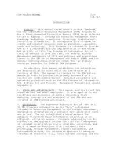 Information Resources Management Policy Manual Introduction – July 21, 1987
