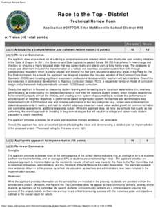 Technical Review Form  Race to the Top - District Technical Review Form Application #0477OR-2 for McMinnville School District #40 A. Vision (40 total points)