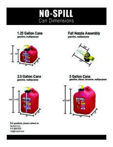 NO-SPILL  Can Dimensions 1.25 Gallon Cans gasoline, multipurpose