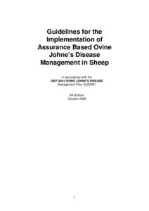 Guidelines for the Implementation of Assurance Based Ovine Johne’s Disease Management in Sheep In accordance with the