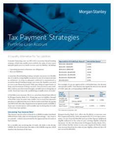 Tax Payment Strategies Portfolio Loan Account A Liquidity Alternative For Tax Liabilities Consider financing your tax bill with a securities-based lending strategy, which may enable you to unlock the value of your assets