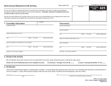 STATEMENT OF NO ACTIVITY  Type or print in ink Semi-Annual Statement of No Activity