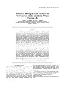 THE ANATOMICAL RECORD 292:1406–[removed]Femoral Strength and Posture in Terrestrial Birds and Non-Avian Theropods ANDREW A. FARKE1* AND JUSTY ALICEA2