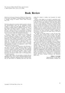 The Journal of Mental Health Policy and Economics J. Mental Health Policy Econ. 2, Book Review Methods for the Economic Evaluation of Health Care Programmes, second edition. By Michael F. Drummond, Bernie O’B