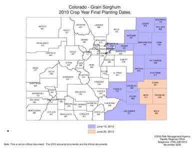 Colorado - Grain Sorghum 2010 Crop Year Final Planting Dates JACKSON 057  MOFFAT