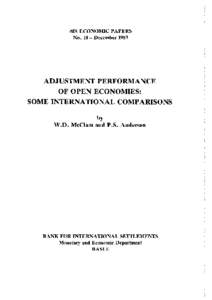 BIS Economic Papers - Adjustment performance of open economies: some international comparisons - December 1983