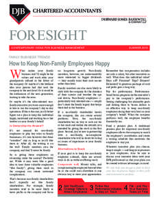 FORESIGHT CONTEMPOR ARY IDEAS FOR BUSINESS MANAGEMENT SUMMER[removed]FAMILY BUSINESS TRENDS