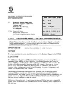 Conversion Planning-  Caretaker Supplement Program - Operations Memo 01-75