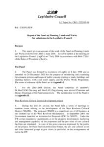 立法會 Legislative Council LC Paper No. CB[removed]Ref : CB1/PL/PLW  Report of the Panel on Planning, Lands and Works