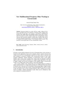 New Multifunctional Frequency Filter Working in Current-mode.