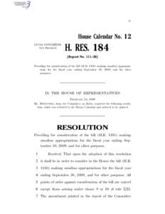 111th United States Congress / United States House of Representatives / 109th United States Congress / Appropriation bill / Bill / House Calendar / Omnibus Appropriations Act / Appropriation / Law / Government / Statutory law