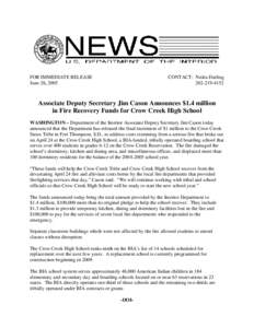 FOR IMMEDIATE RELEASE June 28, 2005 CONTACT: Nedra Darling[removed]