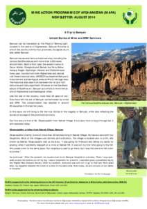 MINE ACTION PROGRAMME OF AFGHANISTAN (MAPA) NEWSLETTER: AUGUST 2014 A Trip to Bamyan Untold Stories of Mine and ERW Survivors Bamyan can be translated as ‘the Place of Shining Light’.