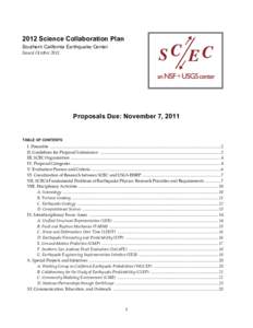 2012 Science Collaboration Plan Southern California Earthquake Center Issued October 2011  