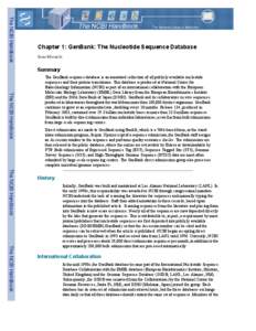 The NCBI Handbook  Chapter 1: GenBank: The Nucleotide Sequence Database