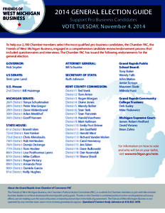 FRIENDS OF  WEST MICHIGAN BUSINESS[removed]GENERAL ELECTION GUIDE