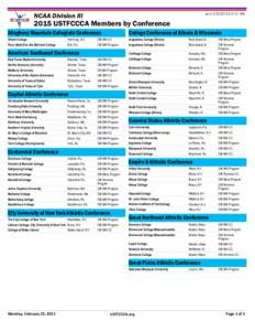 NCAA Division III  as of[removed]:21:21 AM 2015 USTFCCCA Members by Conference Allegheny Mountain Collegiate Conference