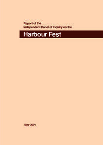 Report of the Independent Panel of Inquiry on the Harbour Fest