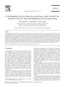 Biological Conservation[removed]±306  Is the Egyptian fruit-bat Rousettus aegyptiacus a pest in Israel? An