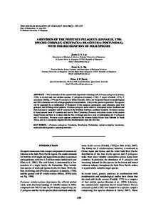 THE RAFFLES BULLETIN OF ZOOLOGY 2010 THE RAFFLES BULLETIN OF ZOOLOGY): 199–237 Date of Publication: 31 Aug.2010 © National University of Singapore  A REVISION OF THE PORTUNUS PELAGICUS (LINNAEUS, 1758)