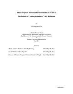 The European Political Environment[removed]: The Political Consequences of Crisis Response By Aileen Richardson