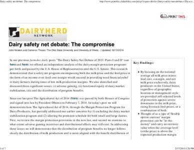 Dairy safety net debate: The compromise