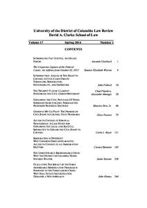 University of the District of Columbia Law Review David A. Clarke School of Law Volume 17 Spring 2014