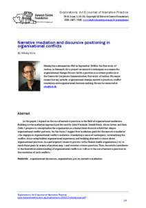 Narrative mediation and discursive positioning in organisational conflicts