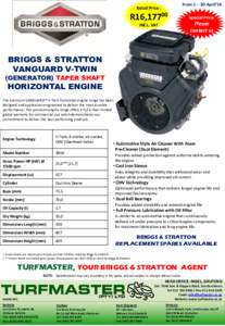 Briggs & Stratton / V-twin engine / Overhead valve engine / Briggs
